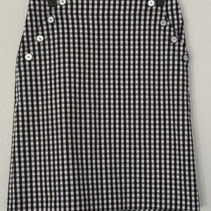 J. McLaughlin Women's Skirt Gingham Navy/ Black Pencil Size 0- Stretch, Buttons